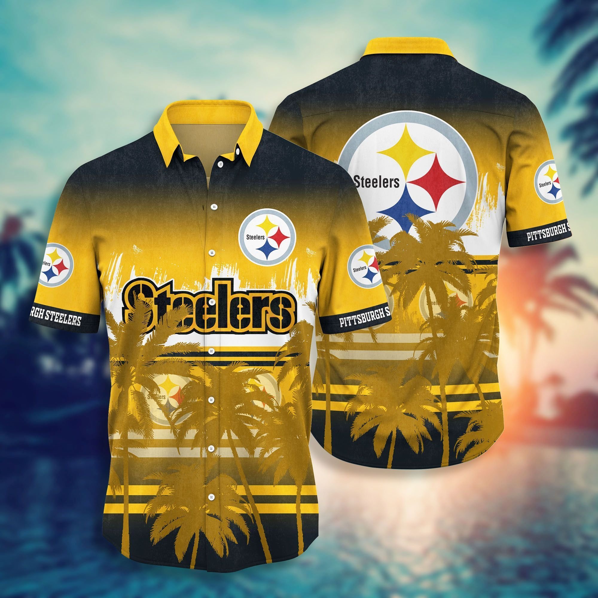 Nfl Pittsburgh Steelers Tree Yellow Hawaiian Shirt