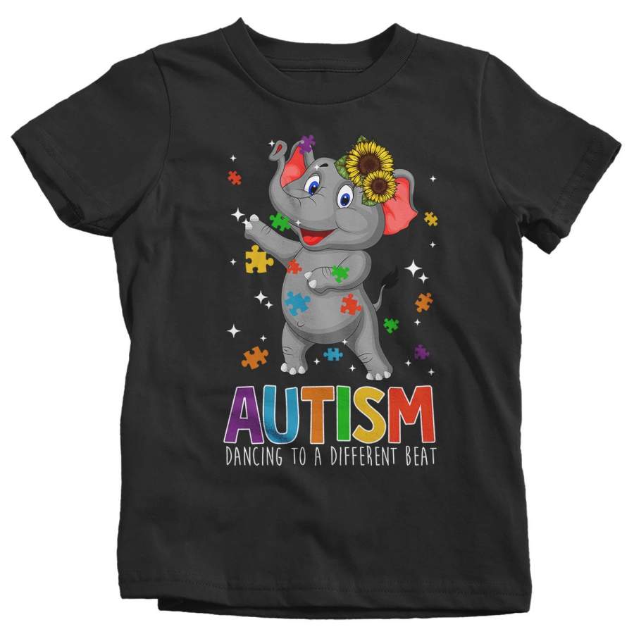 Kids Autism Elephant T Shirt Dancing To Different Beat Autism Shirt Cute Autism T Shirt Autism Awareness Shirt