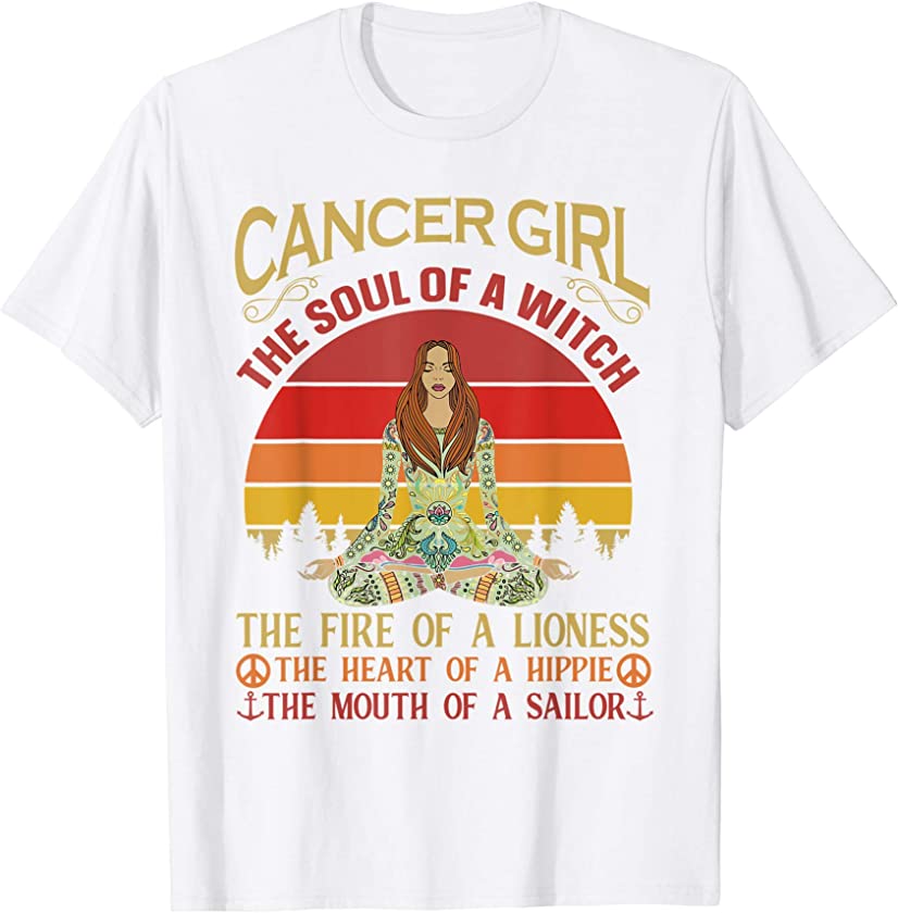 Cancer Girl Zodiac Funny Astrology Retro Vintage T-Shirt