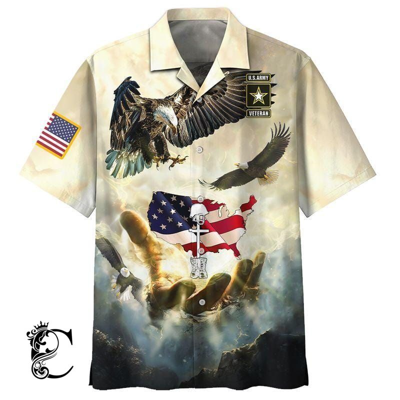 Us Army Veteran Eagle Fly Memorial Day Aloha Hawaiian Shirts