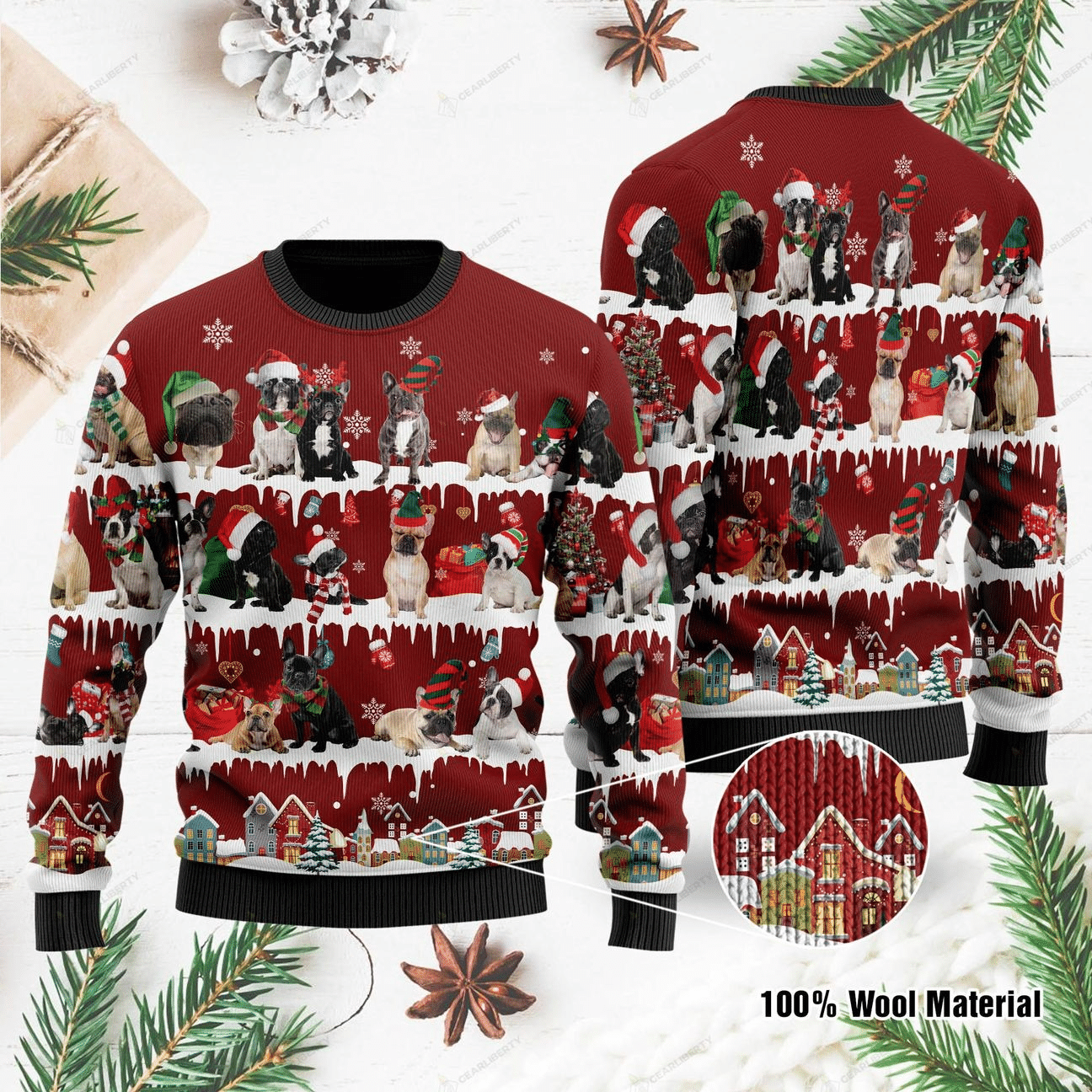 Bulldog Christmas Ugly Sweater