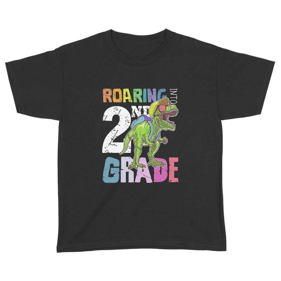 Roaring Into 2nd Grade Squad T-rex Youth Shirt – Back To School Gift For Kid – Standard Youth T-shirt