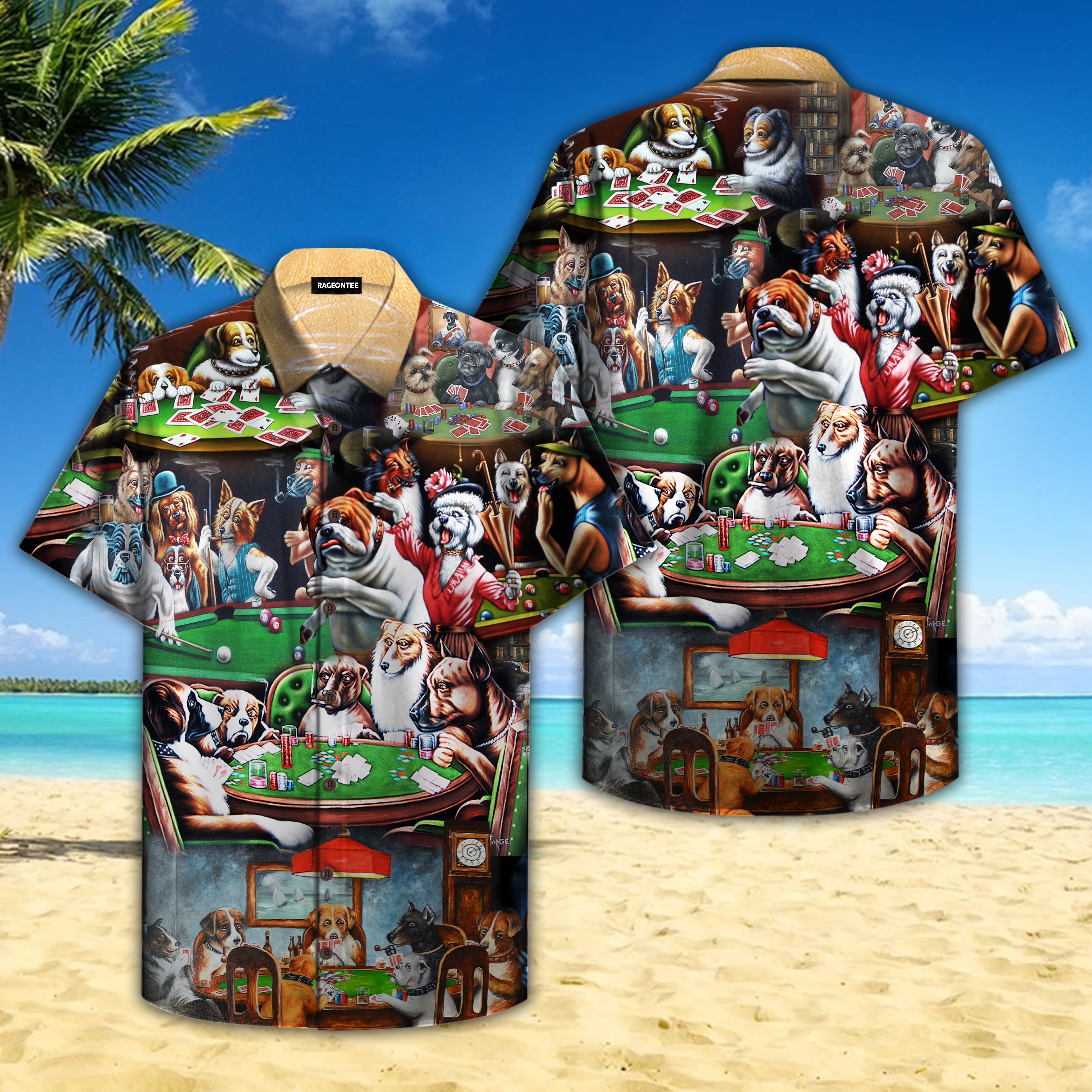 Dogs Playing On The Table Hawaii Shirt Ha58774