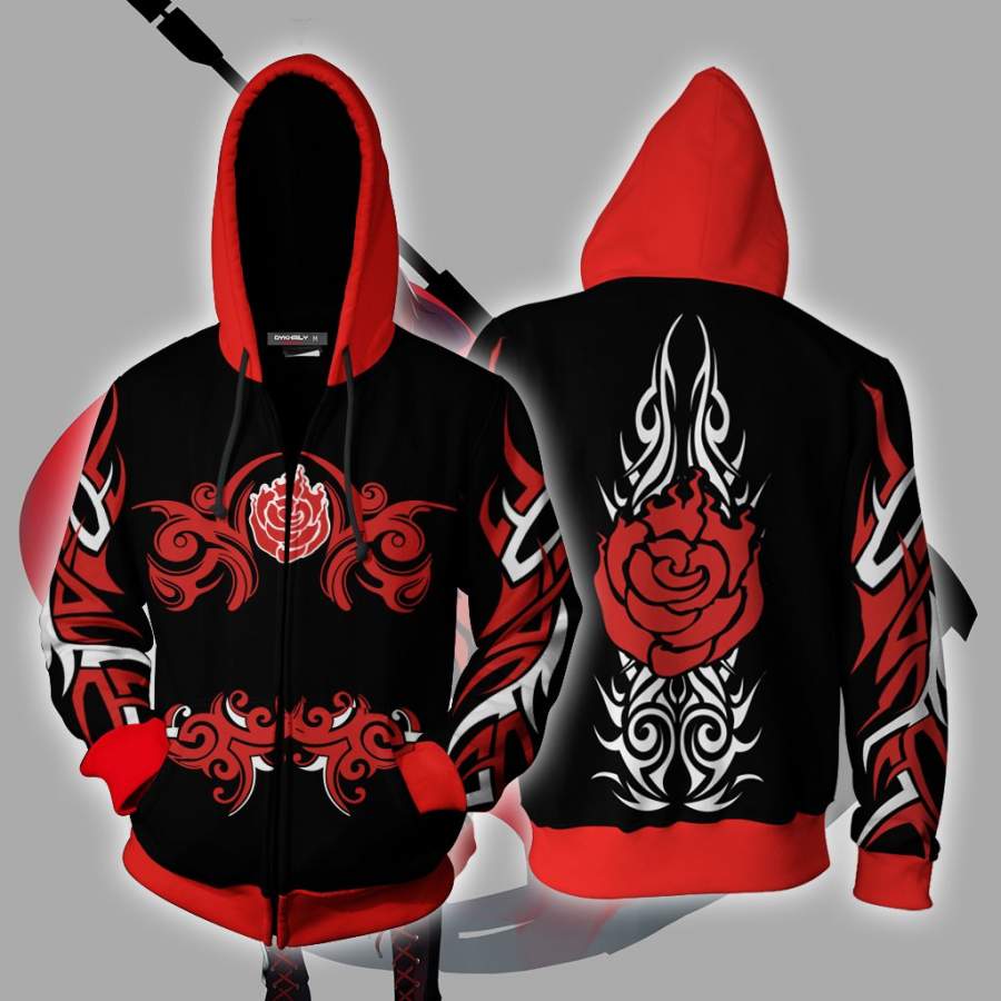 RWBY Ruby Rose Symbol Zip Up Hoodie