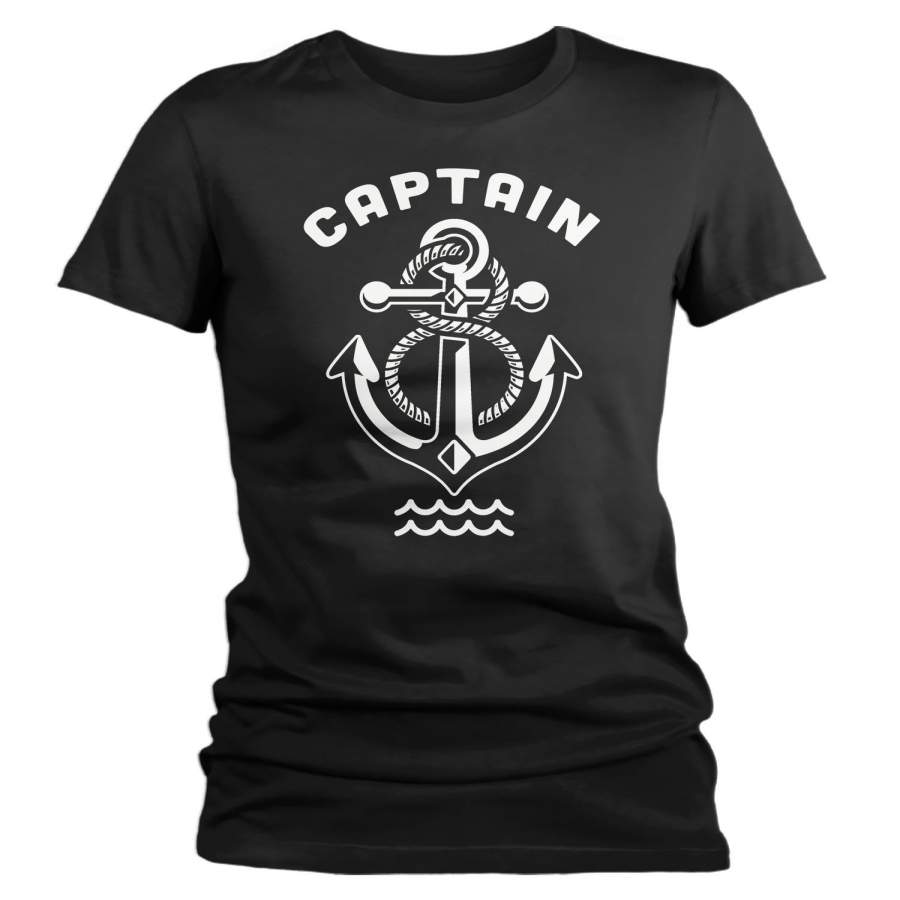 Women’s Boat Captain T Shirt Captain Shirt Vintage Anchor Shirt Nautical Boater Shirt Boating T Shirt Captain Pontoon Tee