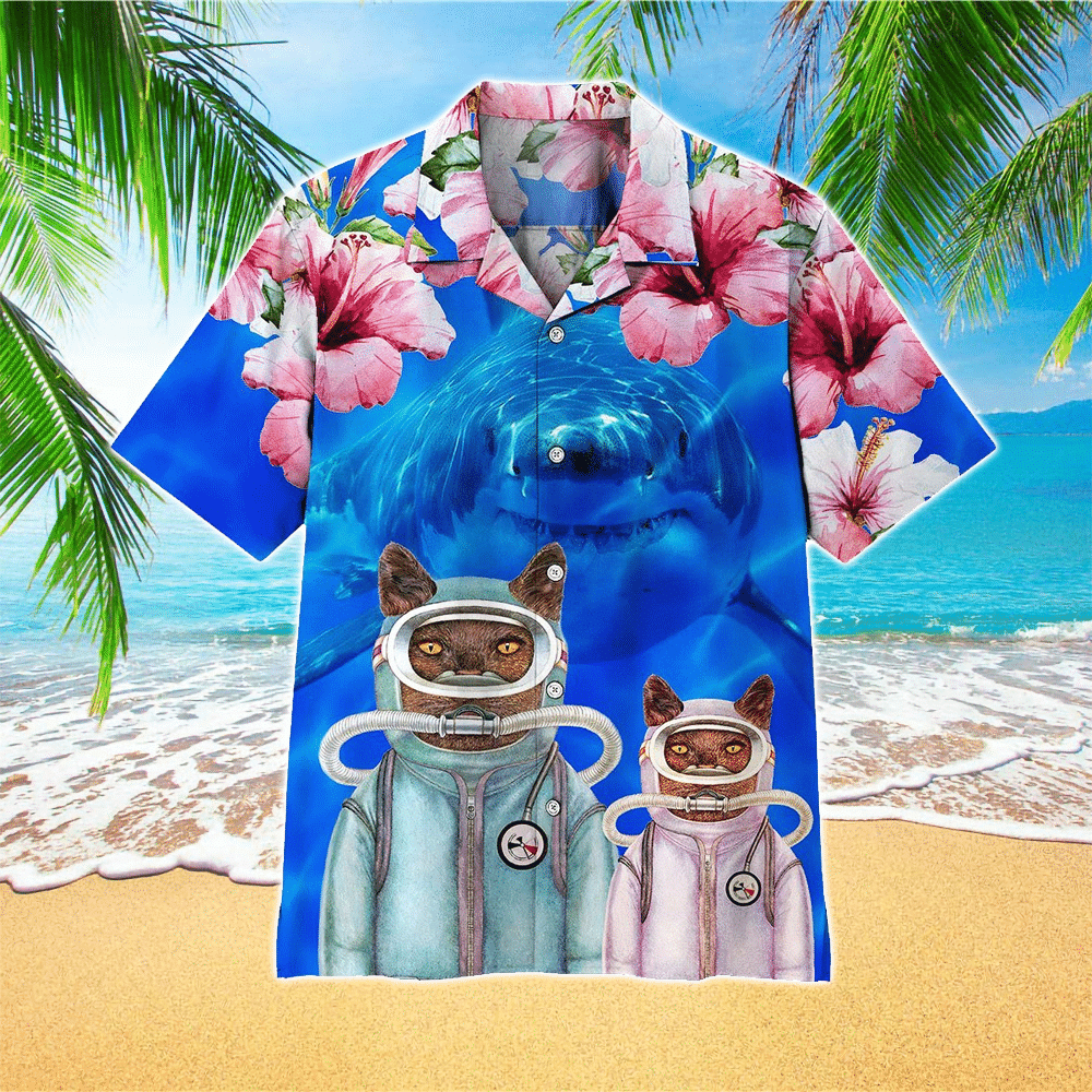 Waybackapparel Shark Hawaiian Hibiscus For Shark Lovers Hawaiian Gifts 3D Hawaiian Shirt