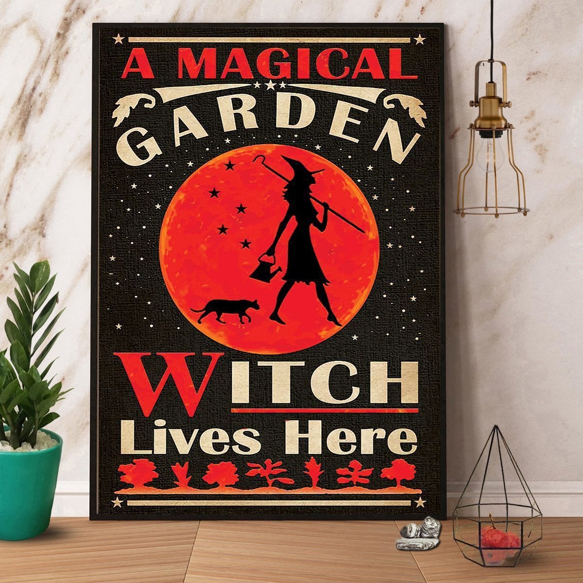 A Magical Garden Witch Lives Here Halloween Poster No Frame Matte Canvas, Wall Decor Visual Art