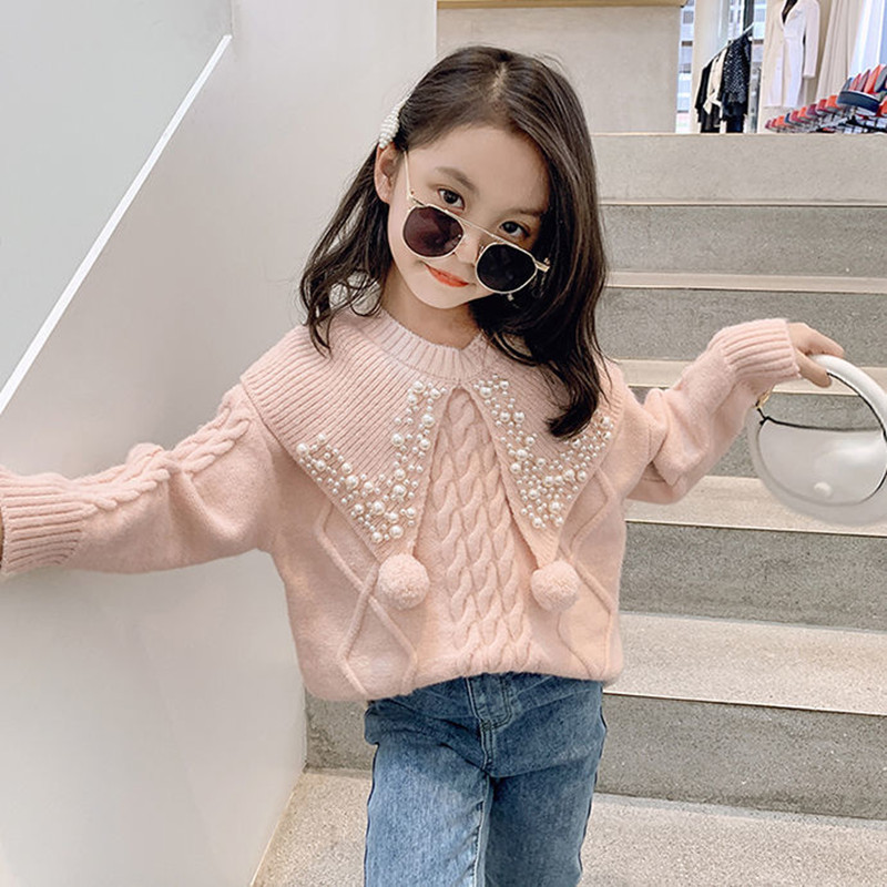 2021 New Baby Girl Knitted Clothes Girls’ Sweaters Autumn Wear New Style Jacket Sweater Baby Warm Coat Kids Sweaters alx