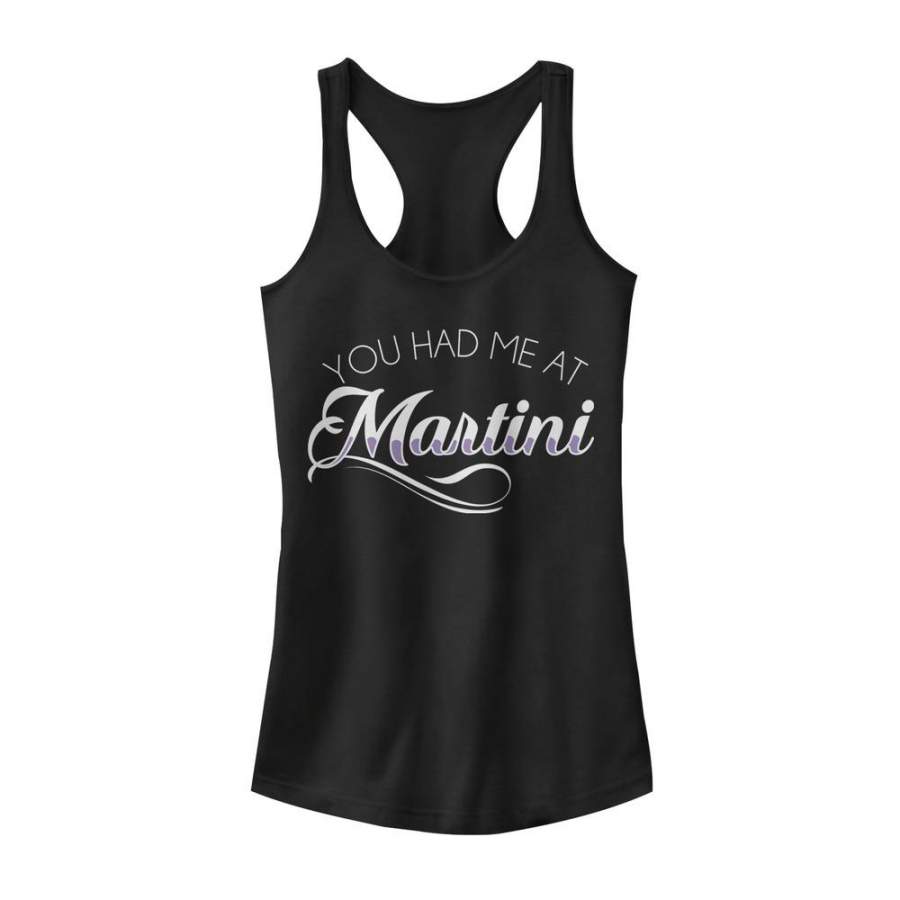 CHIN UP Junior’s Had Me at Martini  Racerback Tank Black