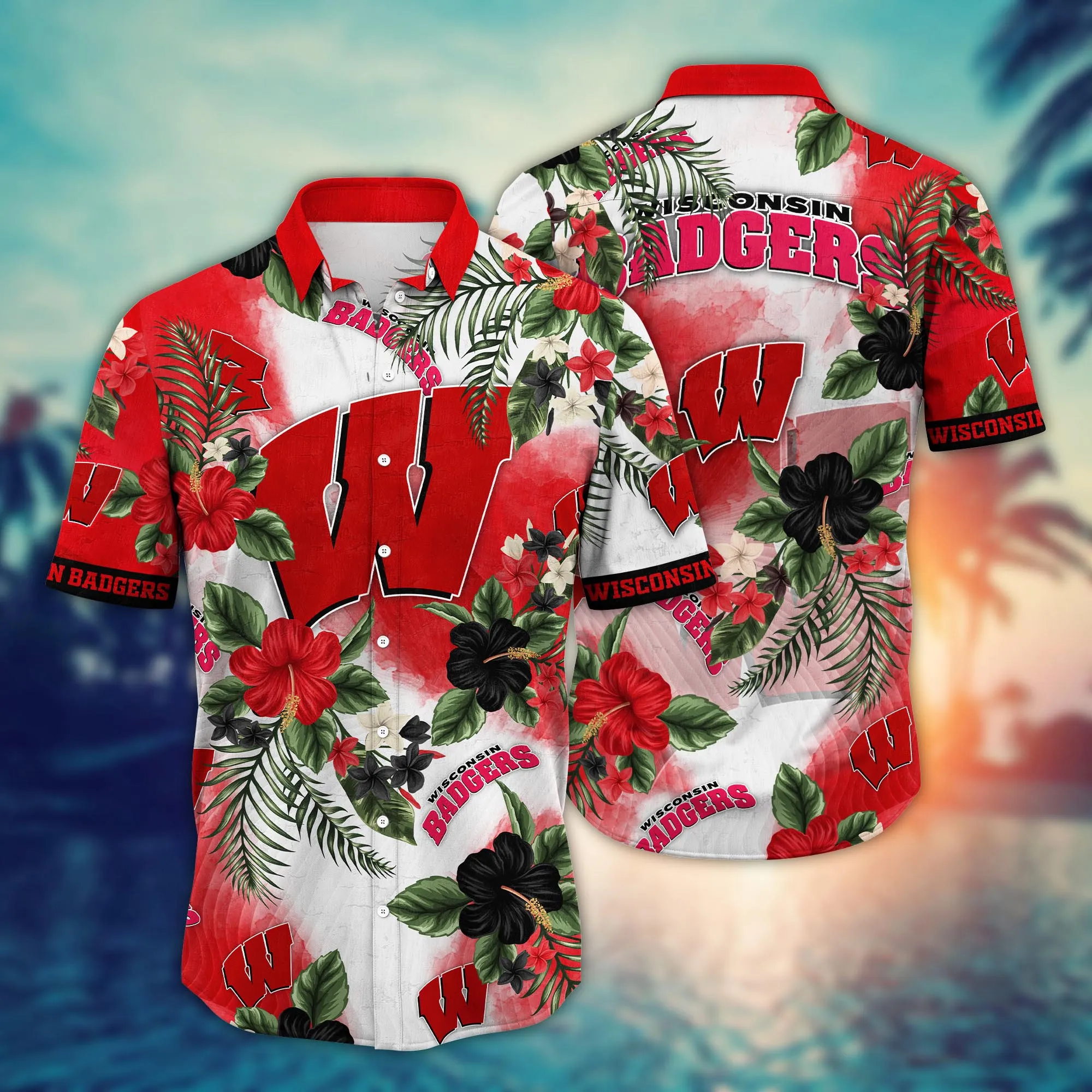 Wisconsin Badgers NCCA Hawaii Tee Fans Mosquito Bite Derby Clothing