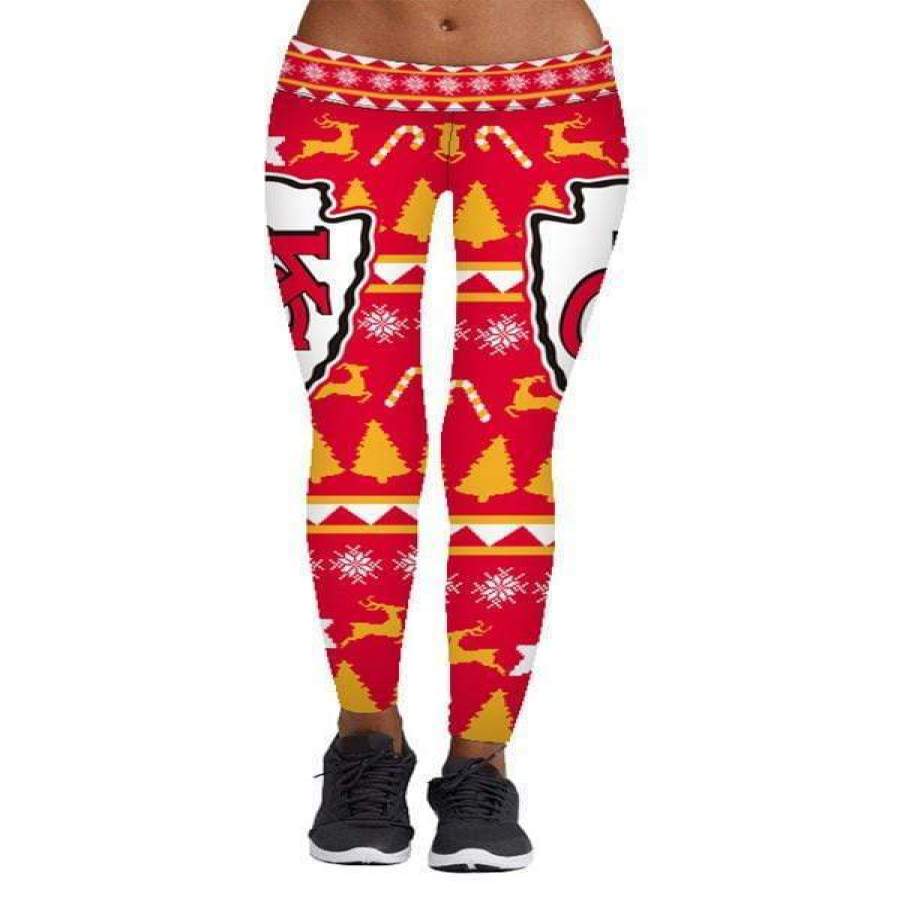 Christmas 3D Kansas City Chiefs Printed Yoga Fitness Leggings