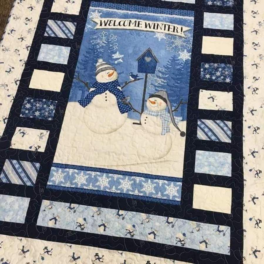 Welcome Winter Snowman Merry Christmas – Quilt Blanket Christmas Gift Ideas