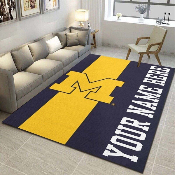 Michigan Wolverines Personalized Rug,Team Living Room Carpet,Customized Floor Mat