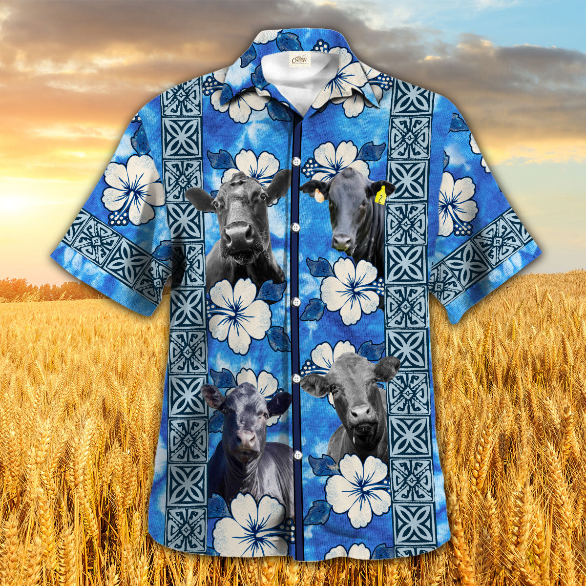 Black Angus Royal Hibiscus Blue Hawaii Shirt Ha74582