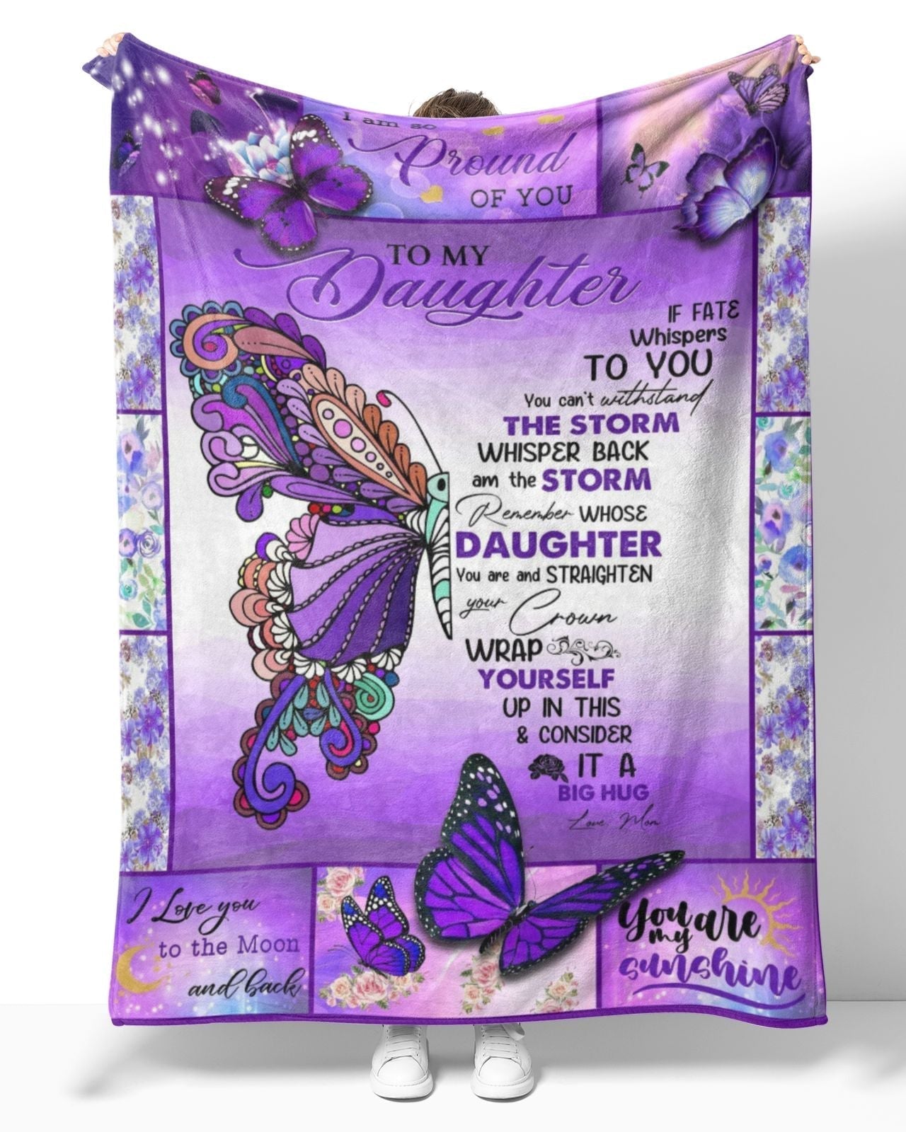 Personalized To My Daughter Purple Butterfly Blanket, To My Daughter If Fate Whispers To You Butterfly Blanket Gifts For Daughter