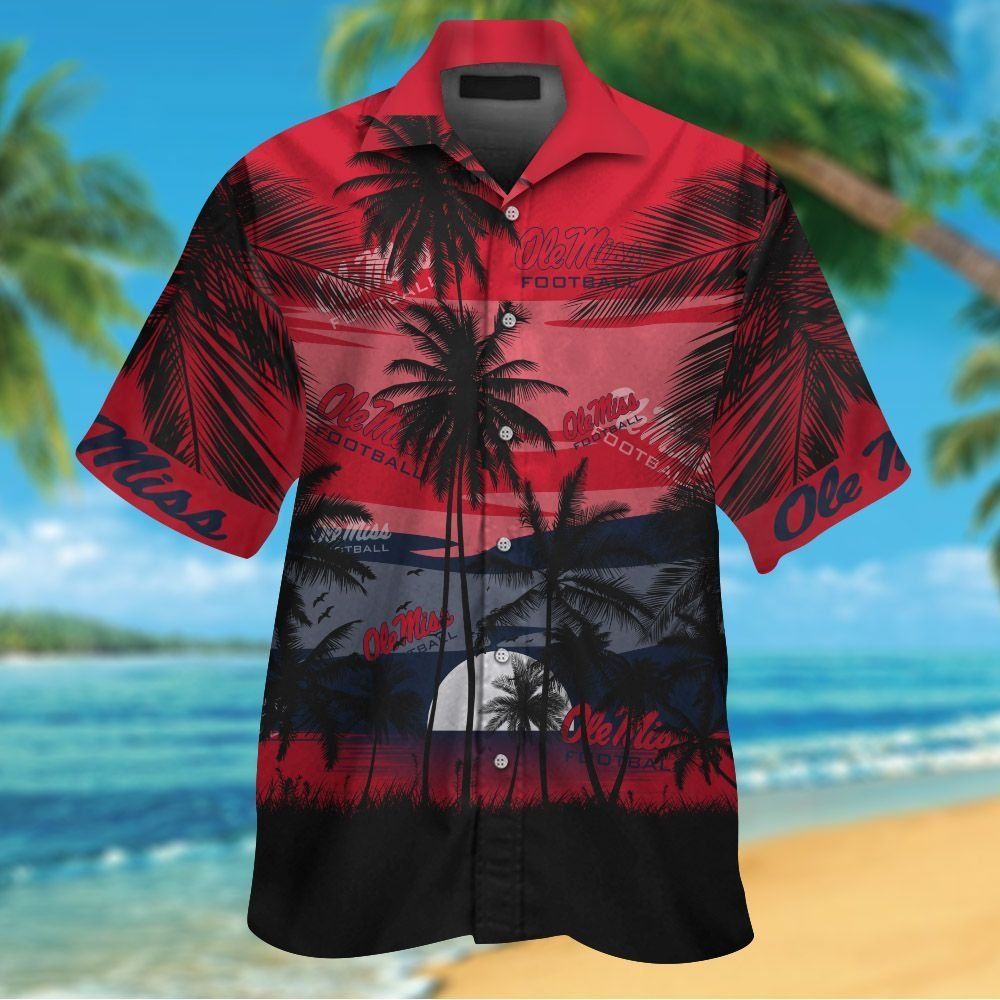 Ole Miss Rebels Short Sleeve Button Up Tropical Hawaiian Shirt Ver01