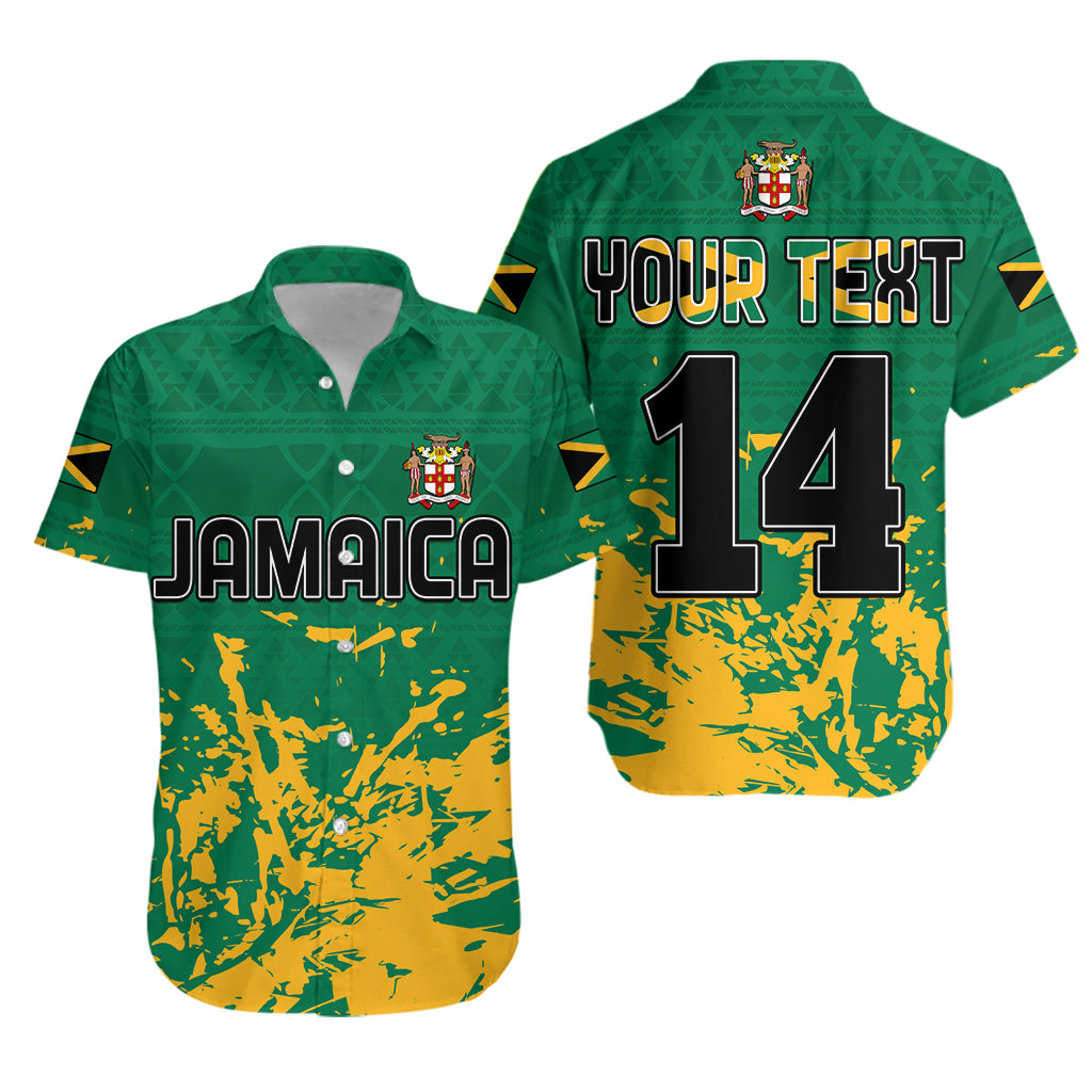 (Custom Text And Number) Jamaica Athletics Hawaiian Shirt Jamaican Flag With African Pattern Sporty Style Lt14