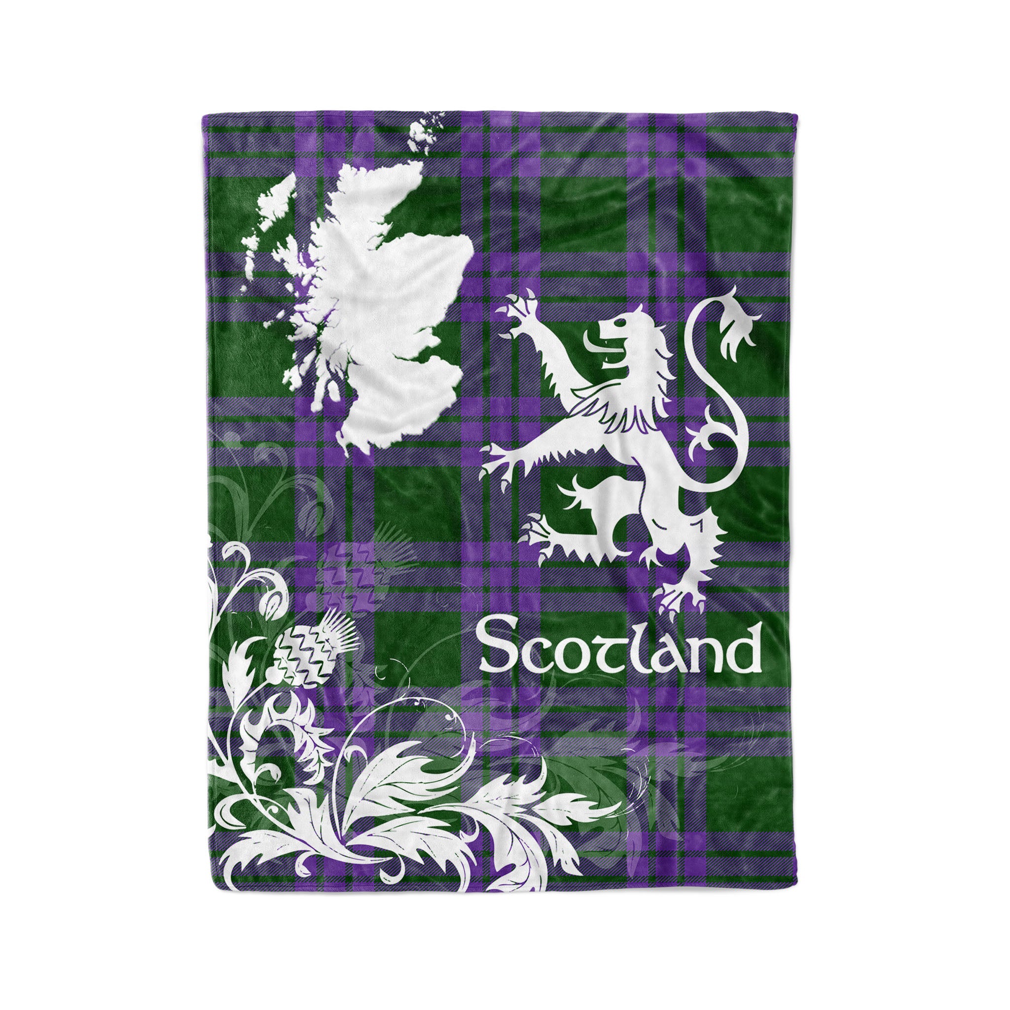 Tartan Plaid Fleece Blanket Tartan Blanket Thistle And Lion Scottish Clan Elphinstone Plaid Blanket