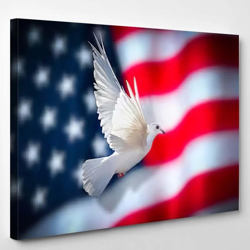 American Flag Dove Peace 2020 – Eagle Animals Canvas Print