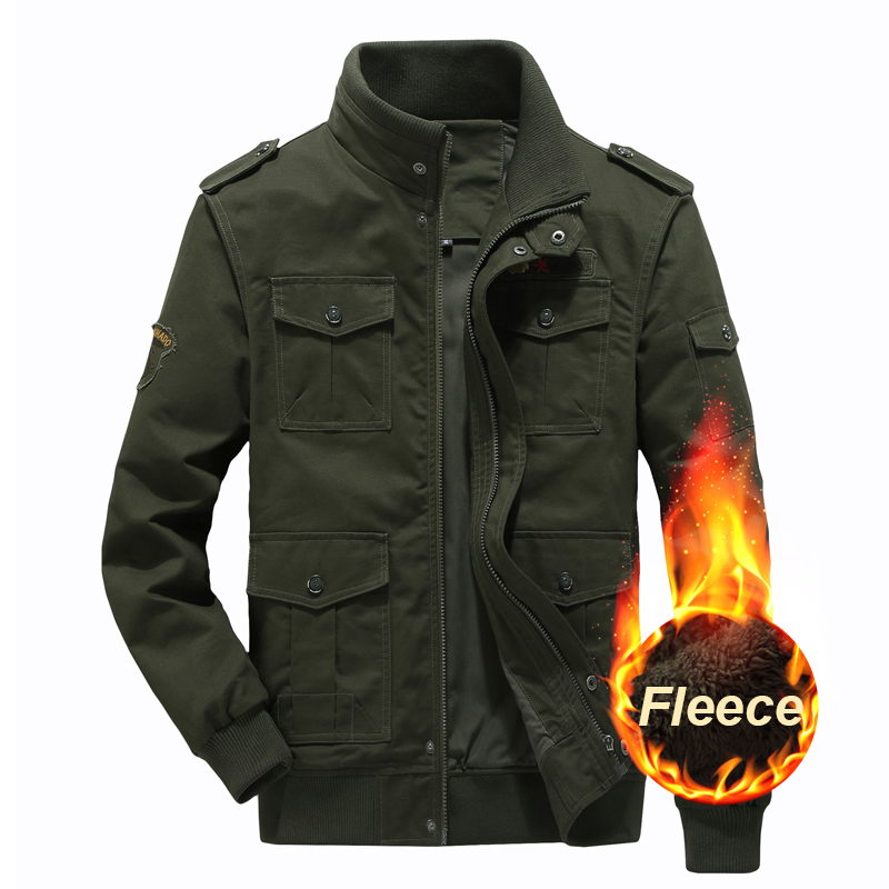 2021 Men Winter Casual Warm Thick Fleece Bomber Jacket Mens Military Cotton Jackets Men New Autumn Cargo Jacket Windbreaker Coat alx