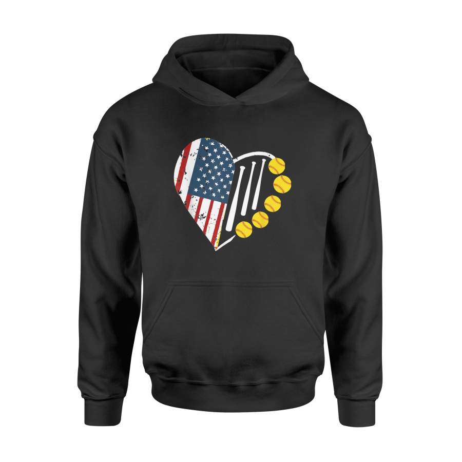 4th of July Softball American Flag T Shirt – Standard Hoodie