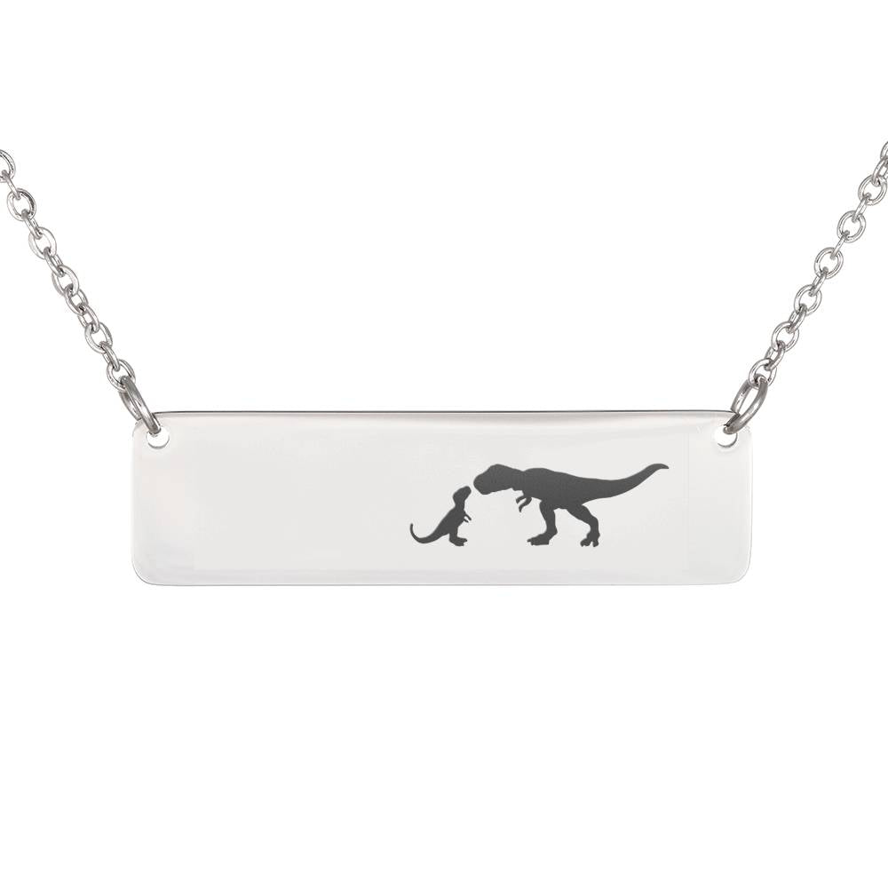 Personalized Mama Dinosaur + 1 Little Dino – Necklace