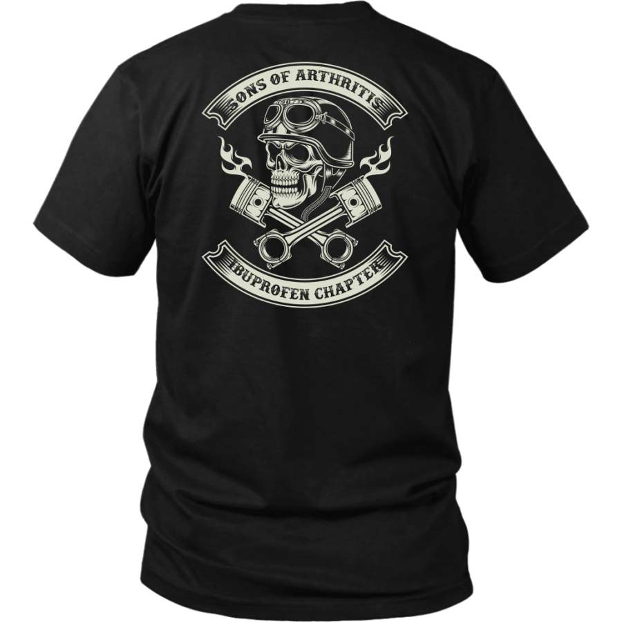 Sons of Arthritis Ibuprofen Chapter Skull & Pistons Biker shirt back