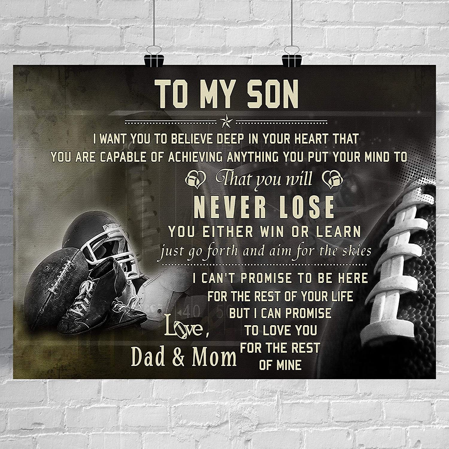 To My Son Rugby I Want You To Believe Deep In Your Heart That You’Re Capable Of Achieving Anything You Put Your Mind To Landscape Poster & Canvas Gift For Son Home Decor Wall Art Visual Art