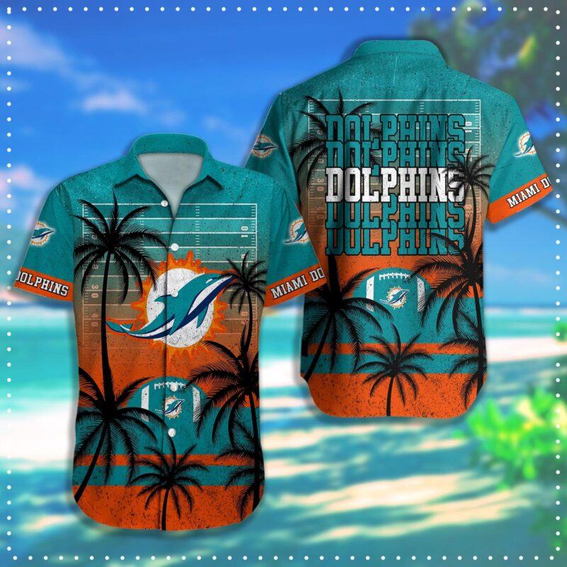 Miami Dolphins Hawaiian Shirt Coconut Tree &Amp; Ball