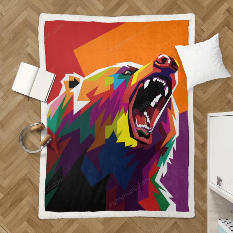 Raging Bear Pop Art – Spirit Animal Sherpa Fleece Blanket