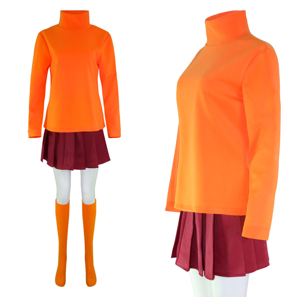 Anime Velma Cosplay Costume Movie Character Orange Uniform Halloween Costume For Women Girls Cosplay Costume Role Play Outfits alx