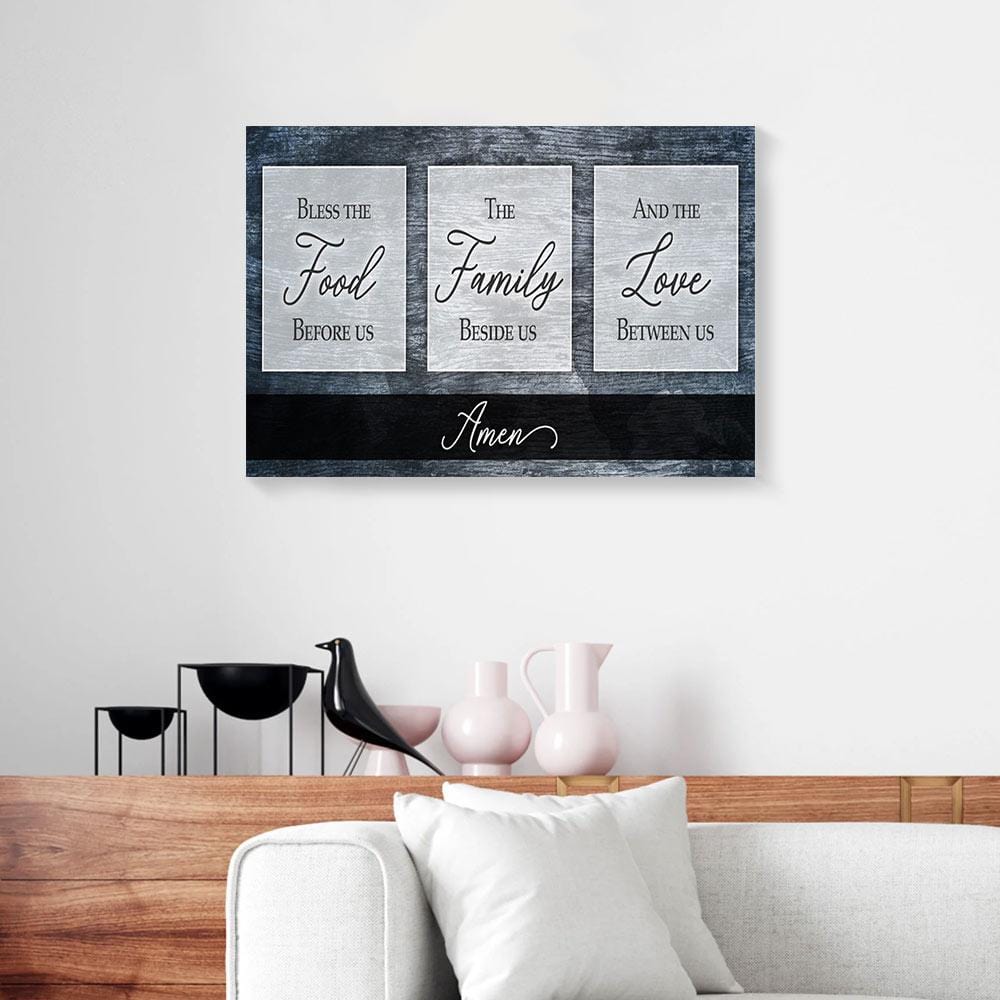 Canvas Prints Bless The Food Before Us Amen Blue Christian Canvas Wall Art Home Decor