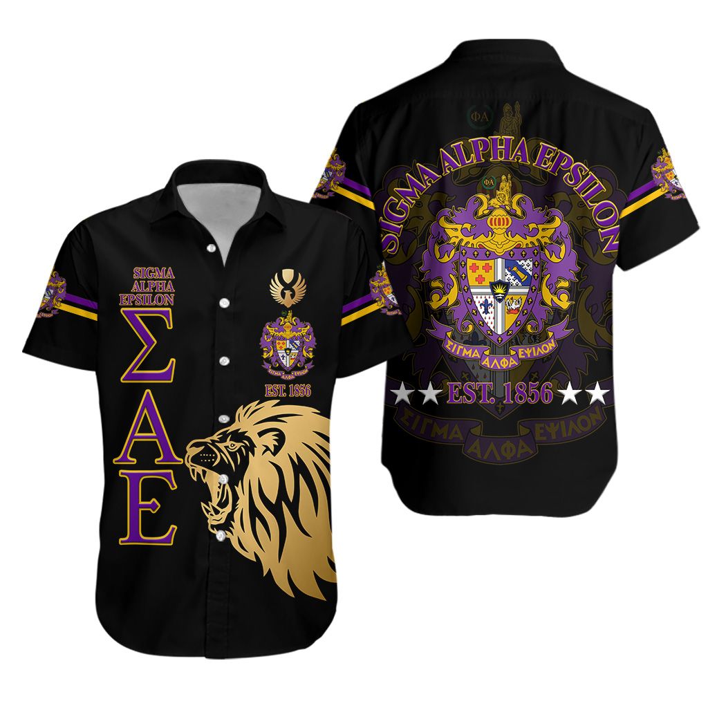 Sigma Alpha Epsilon Sae Hawaiian Shirt Simple Style – Black Lion Ver Lt8