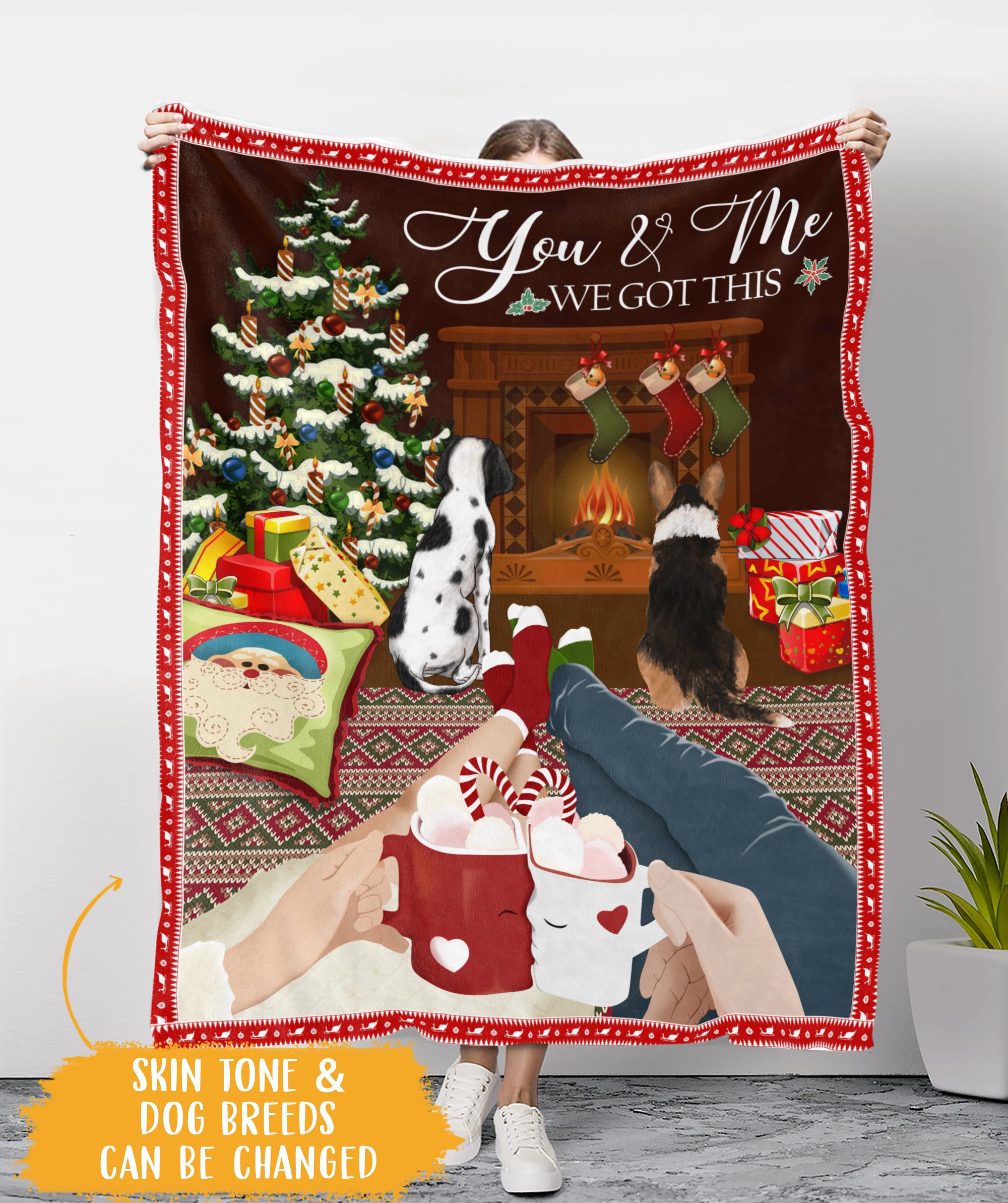 You & Me & Dogs – Personalized Custom Fleece Blanket – Christmas Gifts