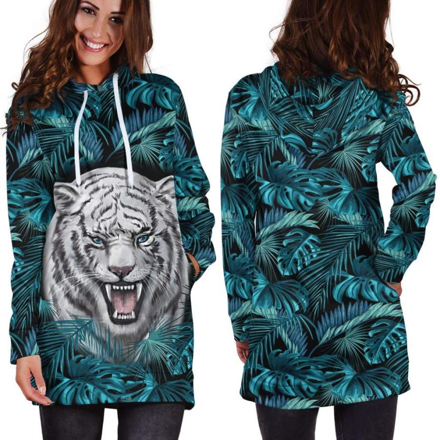 White Tiger Hoodie Dress Blanket MH1908202-TQH