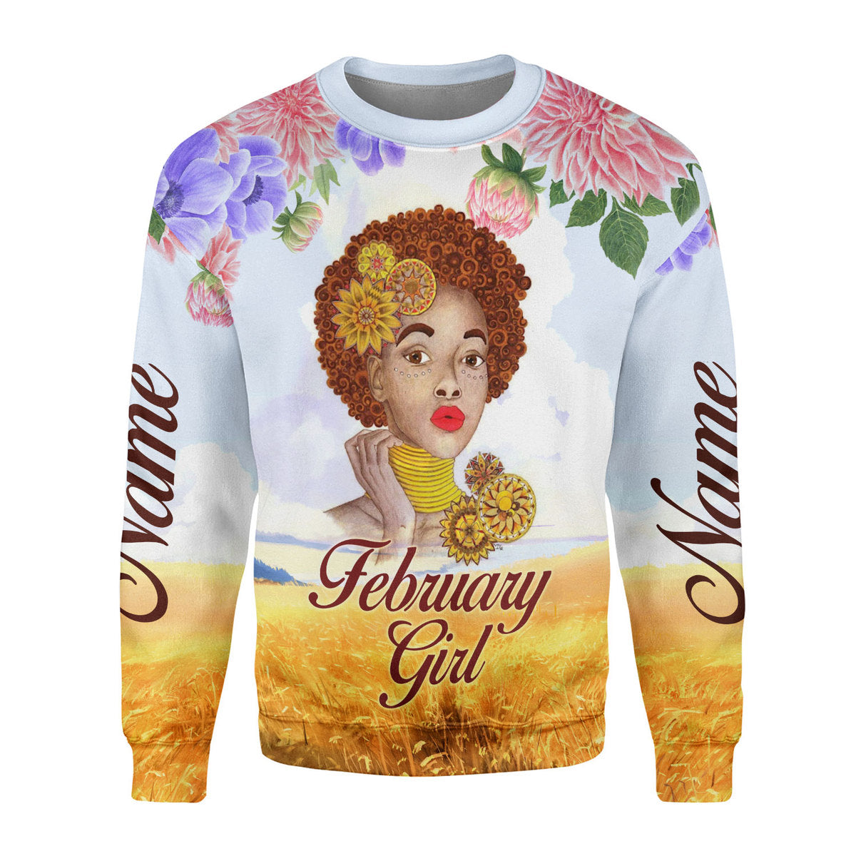 Customspig Personalized Ugly Sweater February Girl All Over Printed