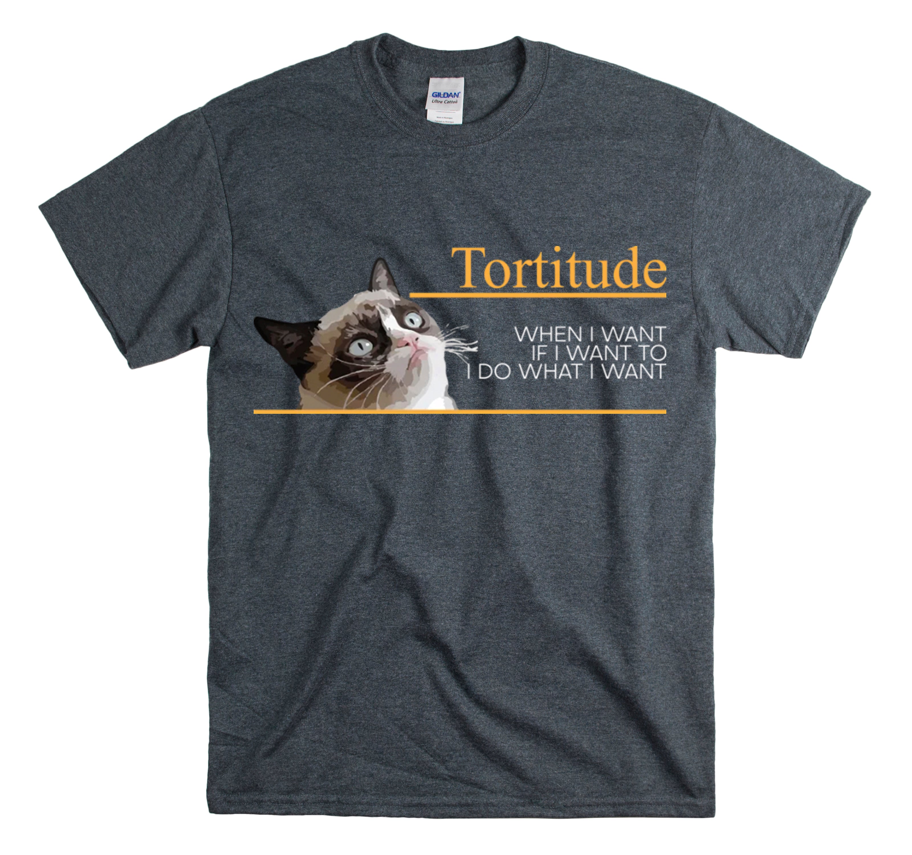 Shirt Funny Tortitudes Definition Kitten Saying Cat Adorable Feline T-Shirt Unisex Heavy Cotton Tee