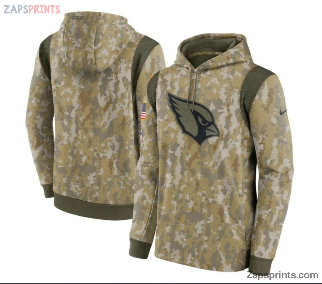 Men Camo Arizona Cardinals 2021 Salute To Service Therma Performance Pullover Hoodie