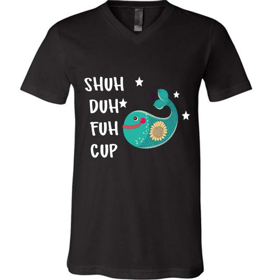 Shuh Duh Fuh Cup, Floral Shark – Canvas Unisex V-Neck Shirt