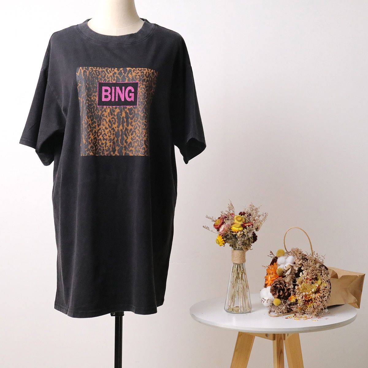 Retro Leopard Print Long T-Shirt Pullover Tops Cotton