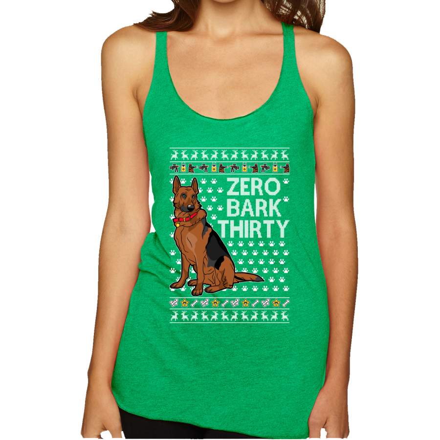 Zero Bark Thirty Funny Dog Xmas Ugly Christmas Tri-Blend Racerback Tank Top