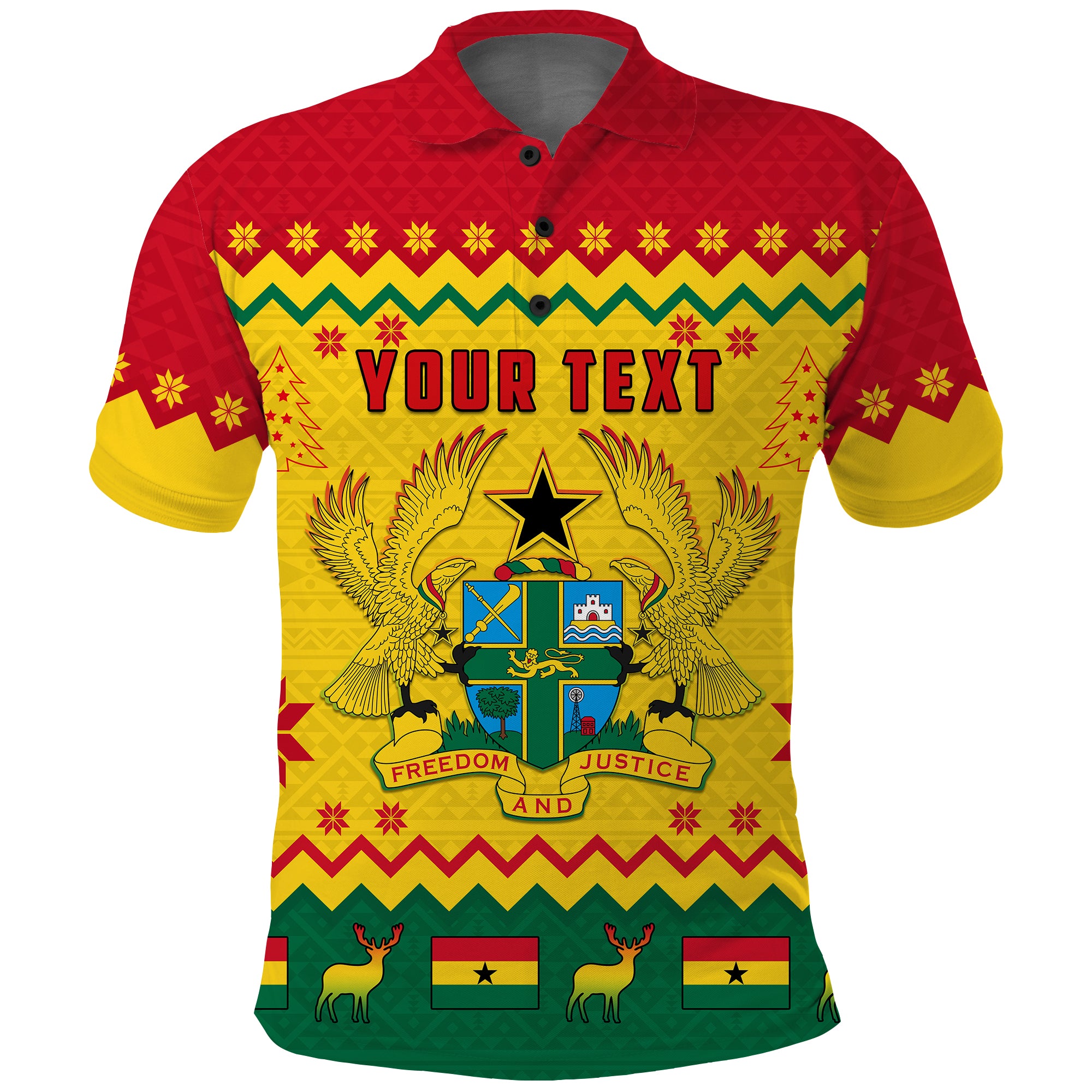 (Custom Personalised) Ghana Christmas Polo Shirt African Pattern Lt13