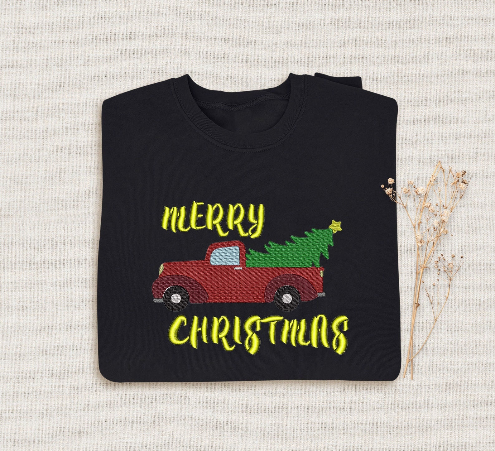 Merry Christmas Embroidered Halloween Sweatshirt