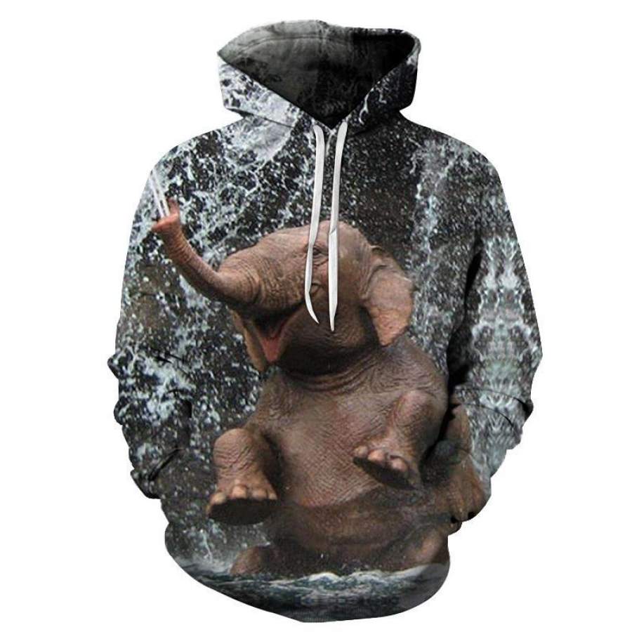 An Elephant Having Fun Unisex 3D All-Over Print Hoodie