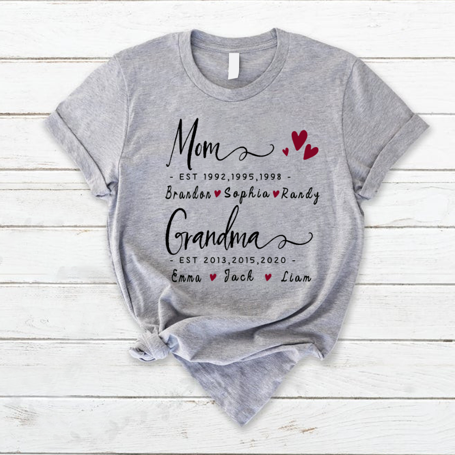 Mom Grandma Est Custom Name Shirt