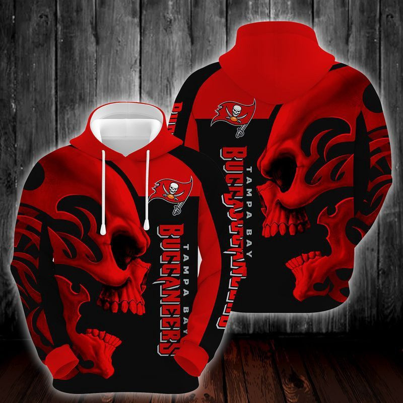 Tampa Bay Buccaneers Skull Red 77 Unisex 3D Hoodie Gift For Fans