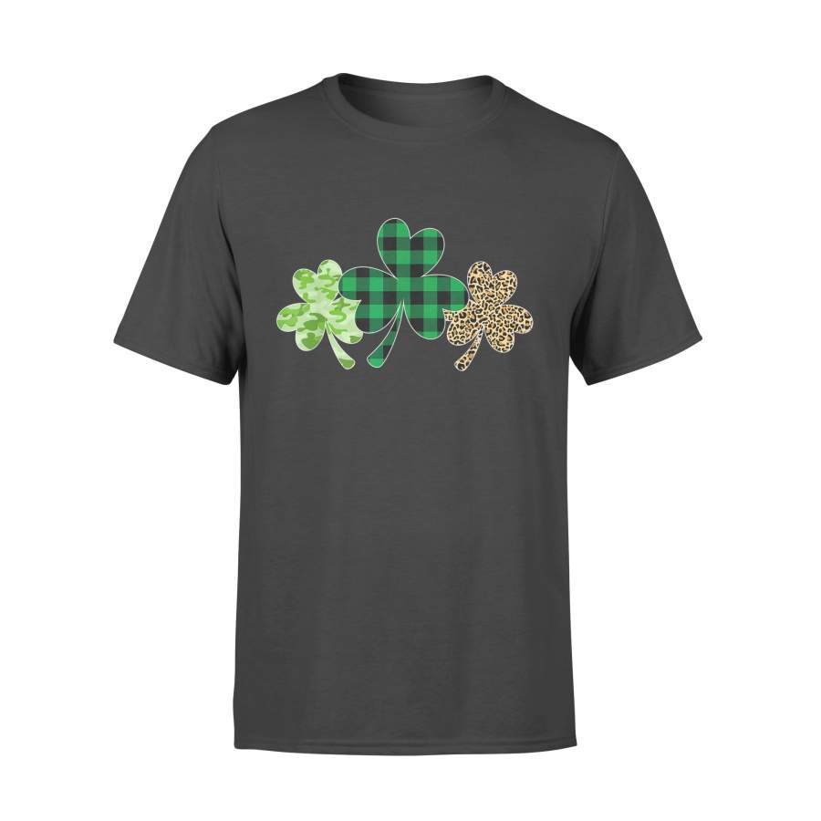 Plaid Shamrock Shirt Leopard Camouflage Fun St Patricks Day T-Shirt – Standard T-shirt