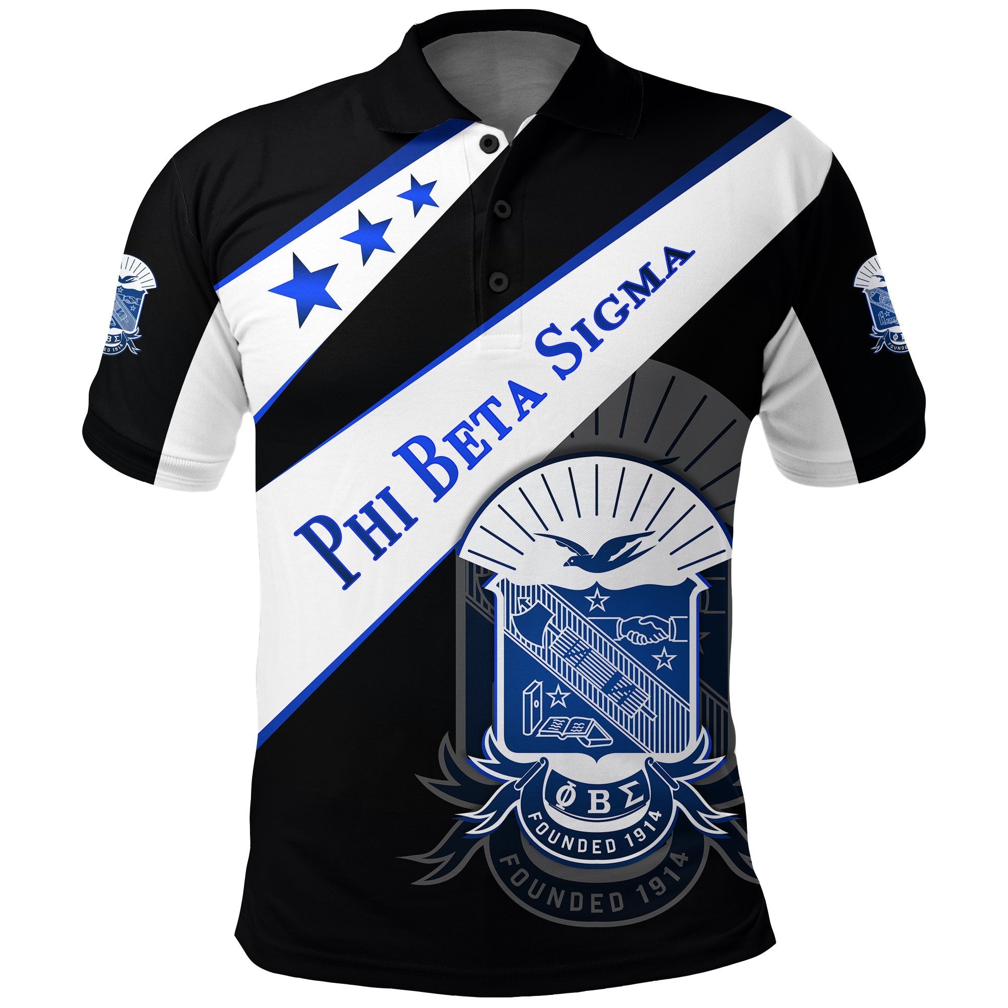 Phi Beta Sigma Polo Shirt Lovers Version Black Lt13