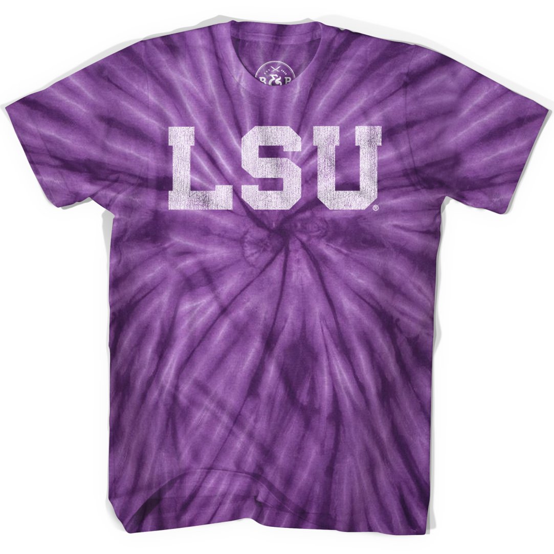 B&B Dry Goods LSU Tigers Athletic Block Heavyweight Tie-Dye T-Shirt – Purple Spiral