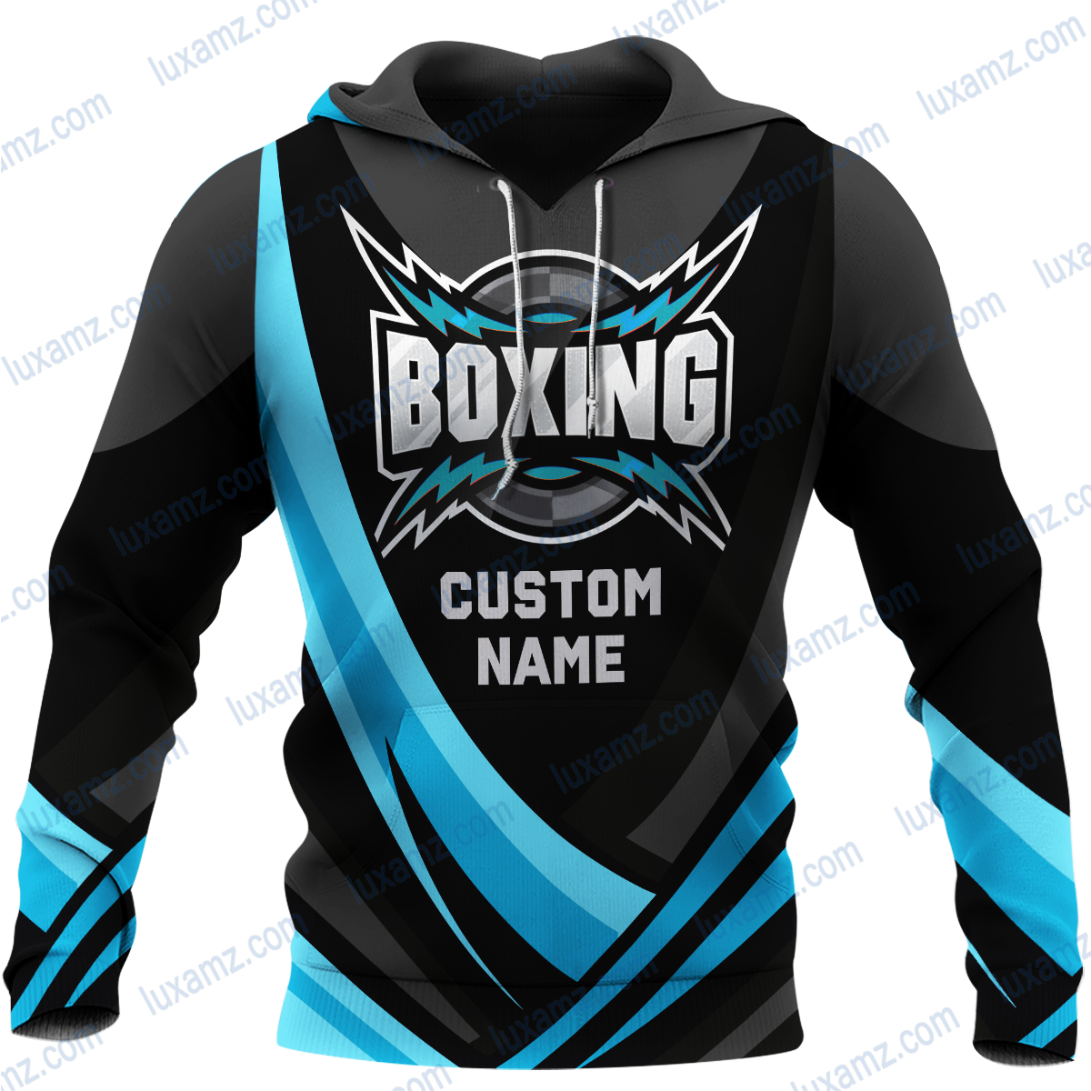 Boxing King Champion 3D Blue Customize Name All Over Print